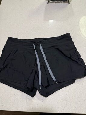 Target Black Athletic Drawstring Shorts with Gray Tie